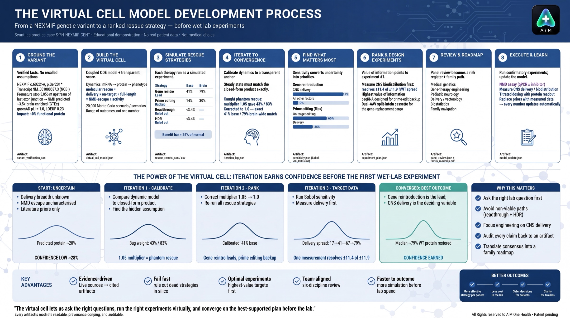 Building a virtual cell to rank gene-therapy strategies — the AiMOneHealth workflow on Claude Science